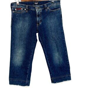 D&G Dolce & Gabbana Womens Denim Capri Jeans With Lace Accent Size 32 waist